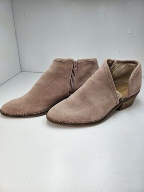 Lucky Brand Blush Suede Side-Zip Cutout Ankle Booties